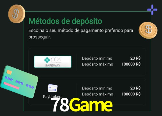 O cassino 78Game oferece uma grande variedade de métodos de pagamento